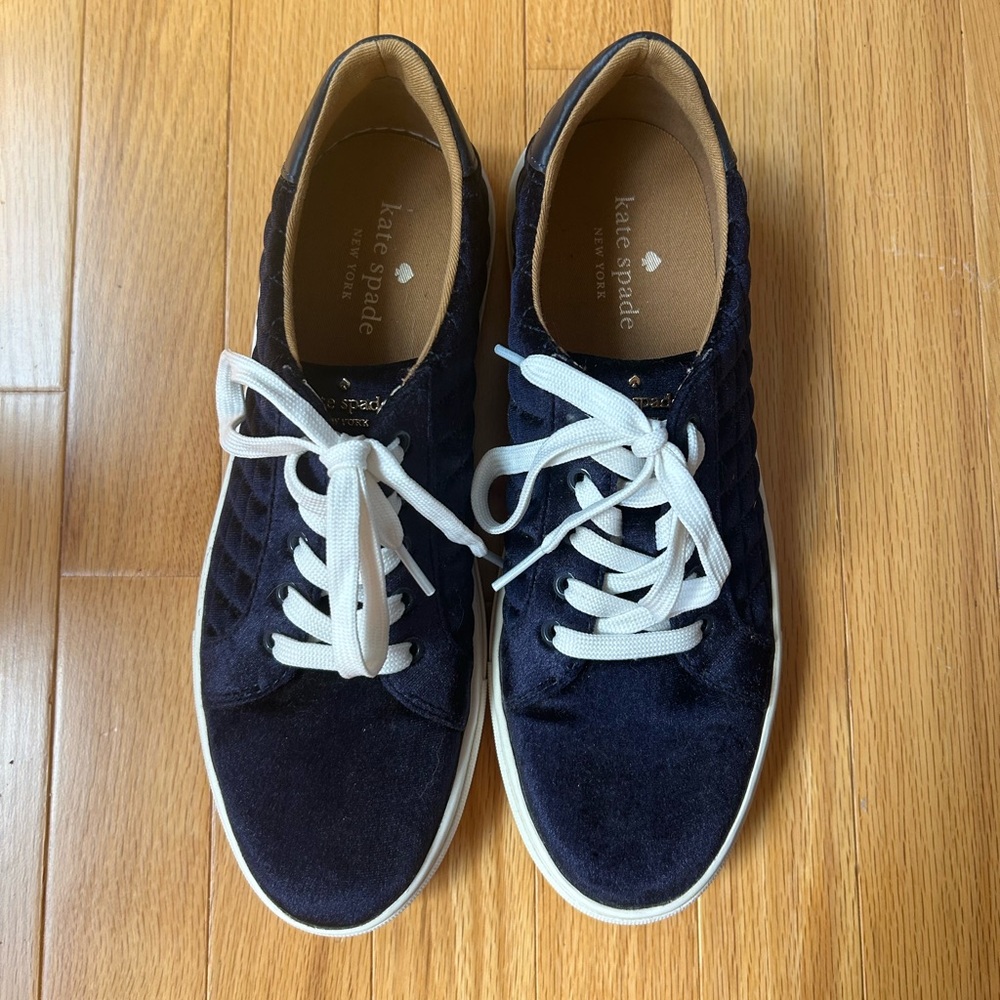 Kate Spade Fleet Velvet Navy Sneakers - Picture 2 of 7